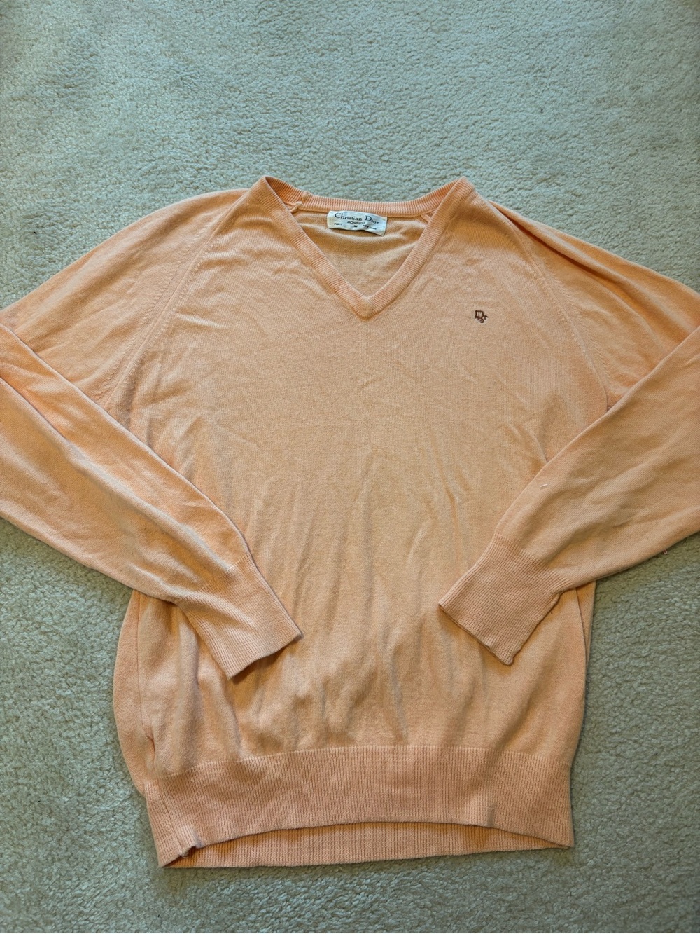 Dior Men's Peach V-Neck Sweater